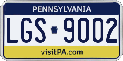 PA license plate LGS9002
