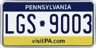 PA license plate LGS9003