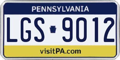 PA license plate LGS9012