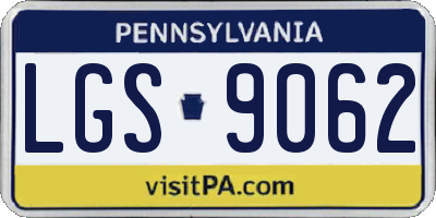 PA license plate LGS9062