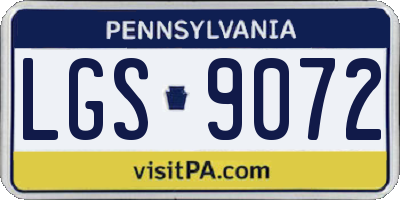 PA license plate LGS9072