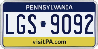 PA license plate LGS9092