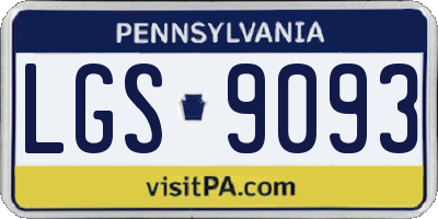 PA license plate LGS9093