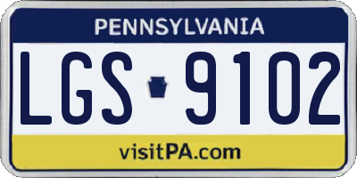 PA license plate LGS9102