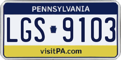 PA license plate LGS9103