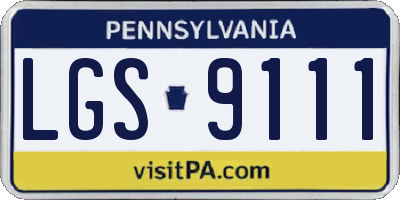 PA license plate LGS9111