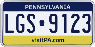 PA license plate LGS9123