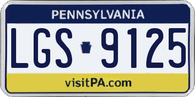 PA license plate LGS9125
