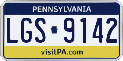 PA license plate LGS9142