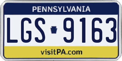 PA license plate LGS9163