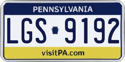 PA license plate LGS9192