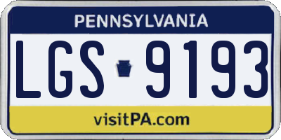 PA license plate LGS9193