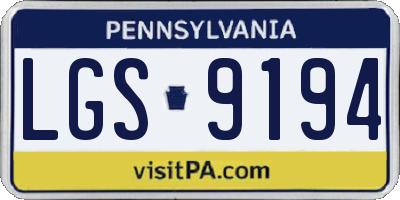 PA license plate LGS9194