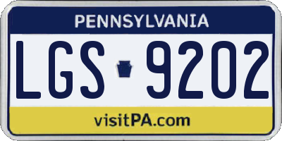 PA license plate LGS9202