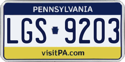 PA license plate LGS9203