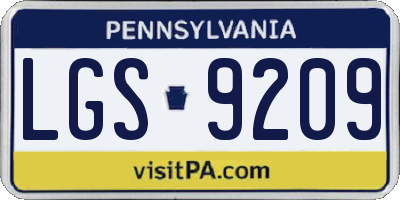 PA license plate LGS9209