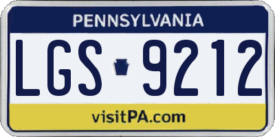 PA license plate LGS9212