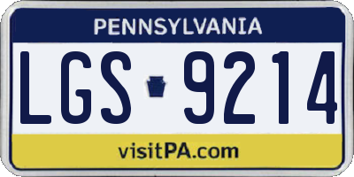 PA license plate LGS9214