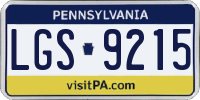 PA license plate LGS9215