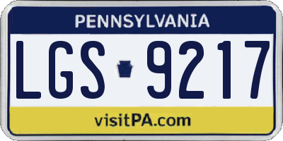 PA license plate LGS9217