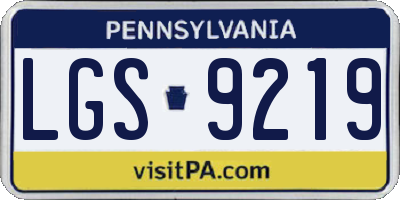 PA license plate LGS9219
