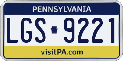 PA license plate LGS9221