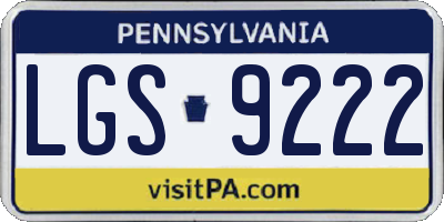 PA license plate LGS9222