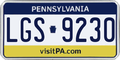 PA license plate LGS9230