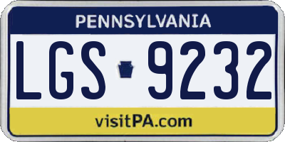 PA license plate LGS9232