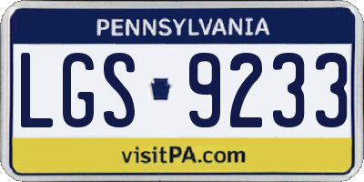 PA license plate LGS9233