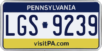 PA license plate LGS9239