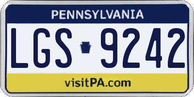 PA license plate LGS9242