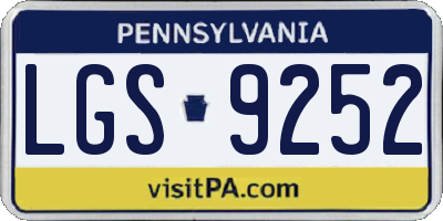 PA license plate LGS9252