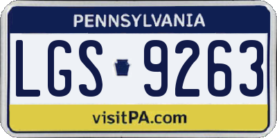 PA license plate LGS9263
