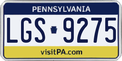 PA license plate LGS9275