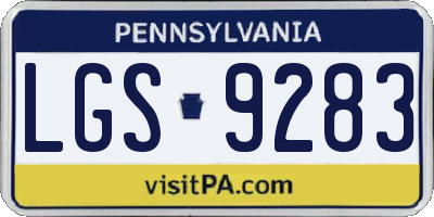 PA license plate LGS9283