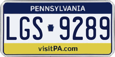 PA license plate LGS9289