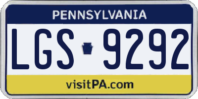 PA license plate LGS9292