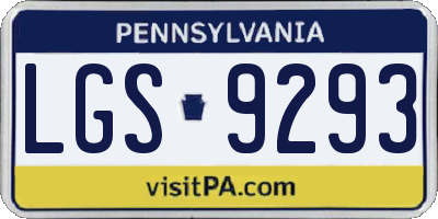 PA license plate LGS9293