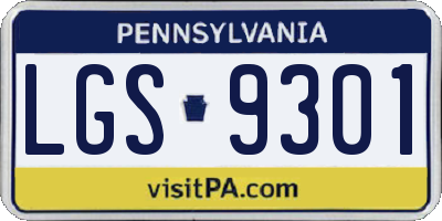 PA license plate LGS9301