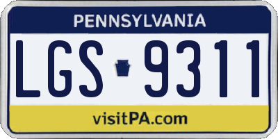 PA license plate LGS9311
