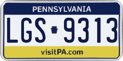 PA license plate LGS9313