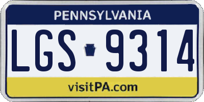PA license plate LGS9314
