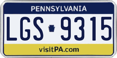 PA license plate LGS9315