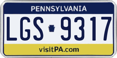 PA license plate LGS9317