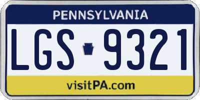 PA license plate LGS9321