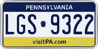 PA license plate LGS9322