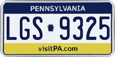 PA license plate LGS9325