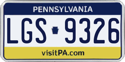 PA license plate LGS9326