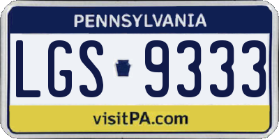 PA license plate LGS9333